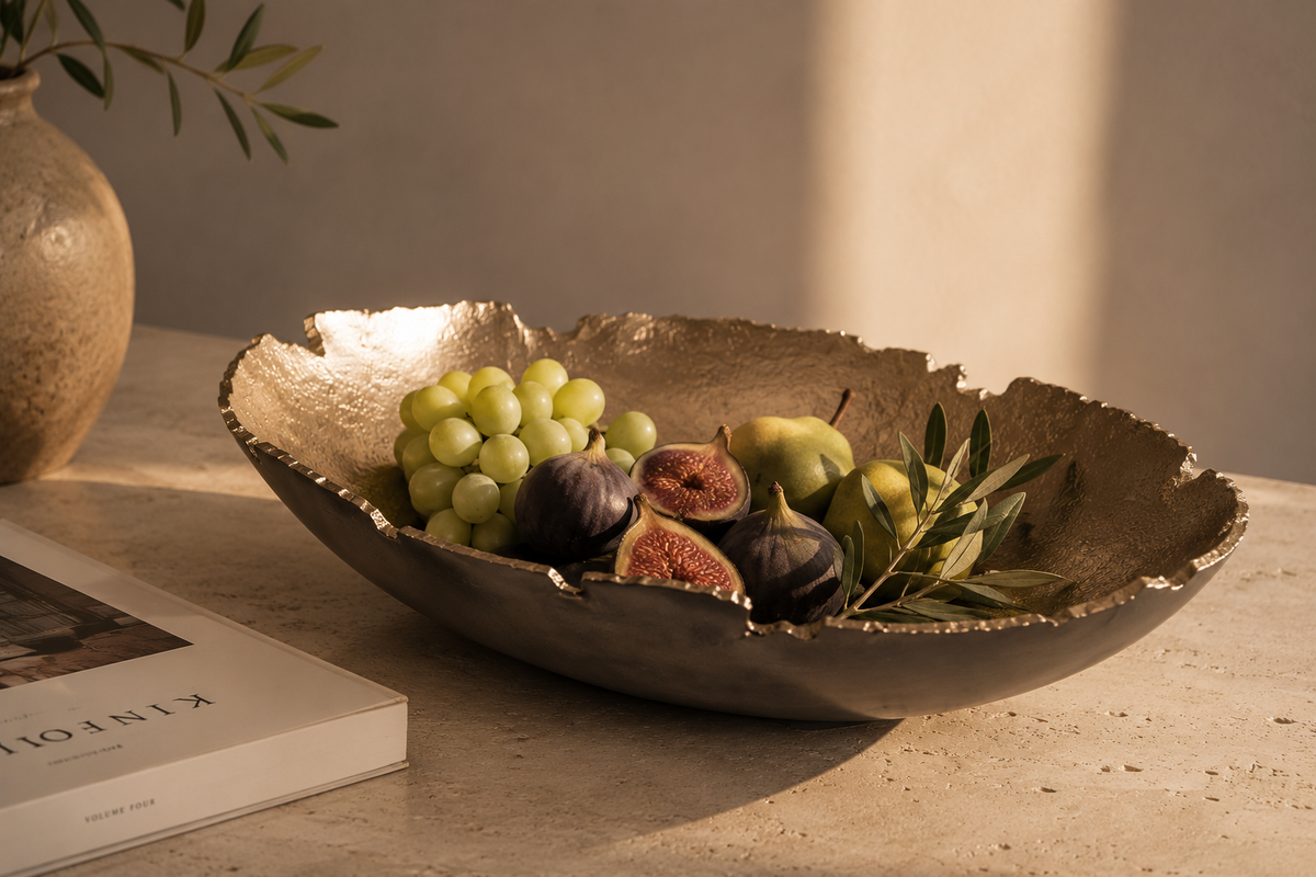 Sculptural Metal Fruit Bowl